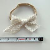 Cream Knit Lace Headband Bow Baby