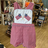 Flag Embroidered Sunsuit w/ Criss Cross Back