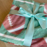 Green Plush Football Blanket