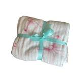 Pink Striped Bow Plush Blanket