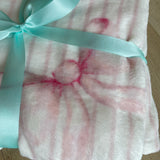 Pink Striped Bow Plush Blanket