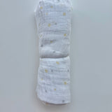 Polka Dot Yellow/Grey Cotton Muslin Swaddle