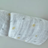 Polka Dot Yellow/Grey Cotton Muslin Swaddle