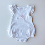 White Ruffle Bubble Pink Bow