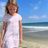 Iona Dress in Lavender Cream Stripe