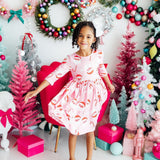 Jingle Bells 3/4 Sleeve Pocket Twirl Dress
