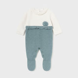 Dusty Blue Knit Flower One Piece