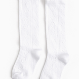 Scalloped Fancy Knee High Socks - White