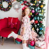 Merry Mistletoe 3/4 Sleeve Ruffle Twirl Dress