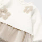 Cream Knit Dress with Tulle