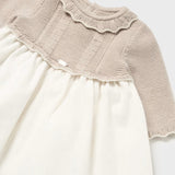 Knit Dress with Tulle - Tan