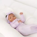 Knotted Baby Gown Hat and Headband Bundle - Lavender
