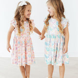 Fluttering Butterflies Flutter Sleeve Twirl Dress