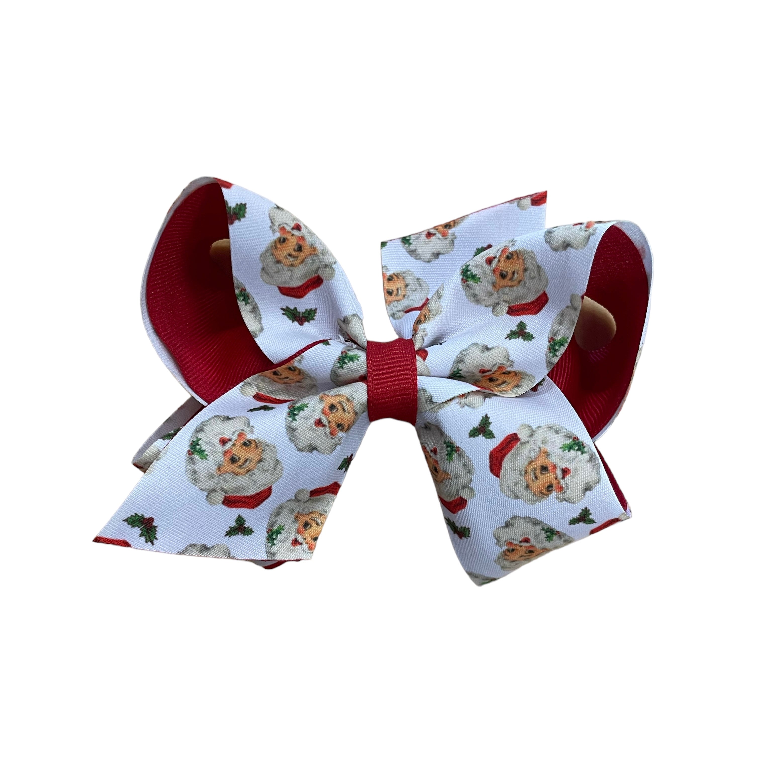 Holiday Santa Printed Grosgrain Bow