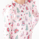 Pink Christmas L/S Ruffle Tee
