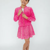 Pink Velvet Sequin Twirl Skort