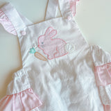 Pink Applique Bunny Sunsuit w/ Ruffle