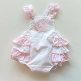 Pink Applique Bunny Sunsuit w/ Ruffle