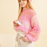 Pink Stripe Dye Knitted Sweater Tween