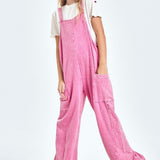Pink Mineral Wash Wide Leg Overall