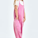 Pink Mineral Wash Wide Leg Overall