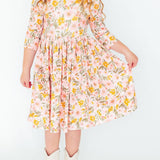 Pretty Peachy 3/4 Sleeve Pocket Twirl Dress
