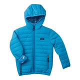 Kid's Hooded Puffer Jacket in Dresden Blue with Bigeye Tuna Print Liner