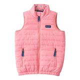 Girl's Puffer Vest in Plumeria Pink with Sea Turtle Print Liner