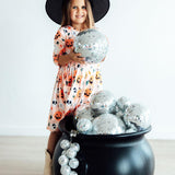 Pumpkin Peekaboo 3/4 Sleeve Pocket Twirl Dress