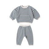 Waffle Slouch Set || Ocean Stripe
