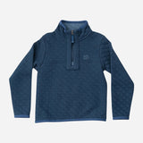 Quilted Zip Pullover - Navy