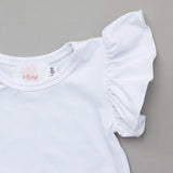 White Sleeveless Flutter Bodysuit