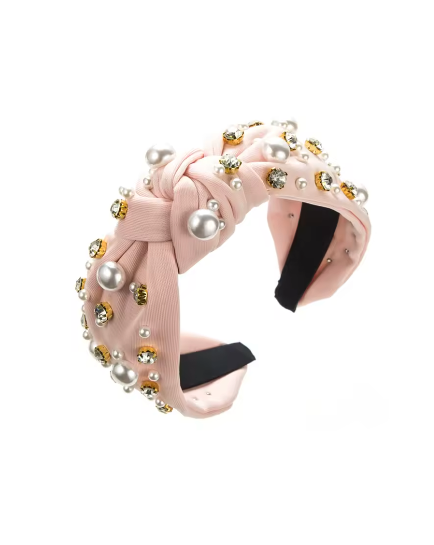 Rhinestone and Pearl Knot Headband - Color Options