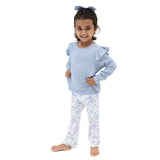 Ribbon Floral Fling Ruffle Shoulder Shirt and Flare Pant