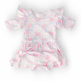 Ribbons & Roses 3/4 Sleeve Flutter Twirl Bodysuit