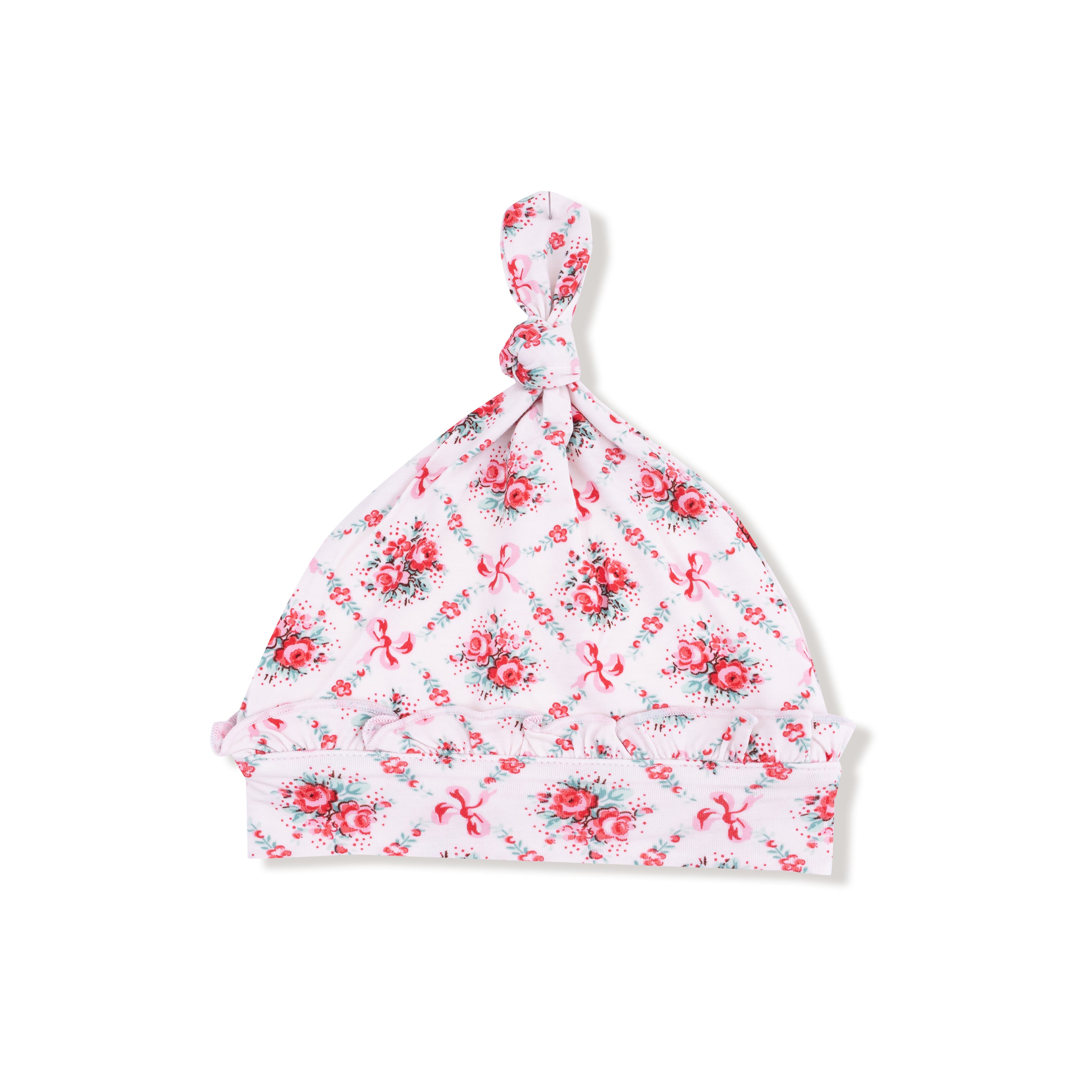 rose floral with bows knotted hat with ruffles 