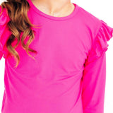 Hot Pink L/S Ruffle Tee