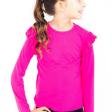 Hot Pink L/S Ruffle Tee