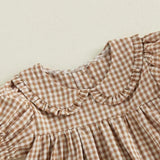 Brown Gingham Peter Pan Collar Dress