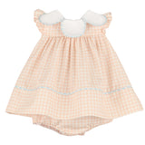 Classic Petal Collar Float Dress Peach Gingham