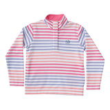 Sporty Snap Pullover in Pink Carnation Multi Stripe