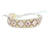 Kids Ivory, Light Pink, Copper Woven Beaded Band Bracelet