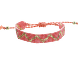 Kids Coral and Gold Zigzag Woven Beaded Band Bracelet