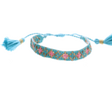 Kids Teal,, Gold, Pink Woven Beaded Band Bracelet