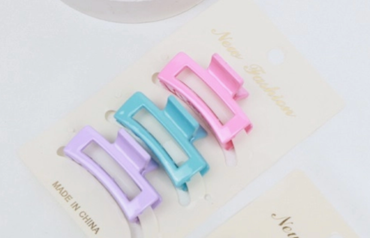 Mini Rectangle Hair Claw Set - Set of 3