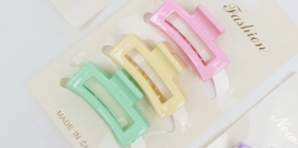 Mini Rectangle Hair Claw Set - Set of 3