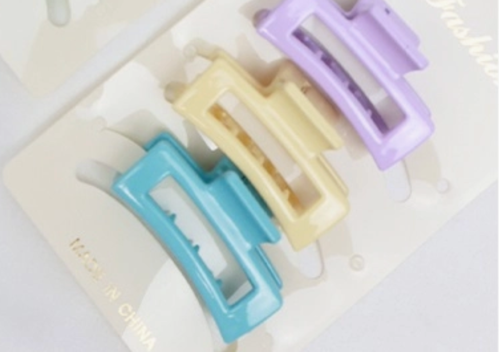 Mini Rectangle Hair Claw Set - Set of 3