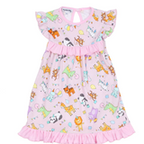 Cake, Presents, Party Printed Flutters Toddler Dress | Pink