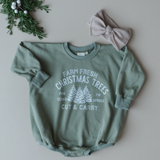 Farm Fresh Christmas Trees Oversized Sweatshirt Romper- Dark Sage