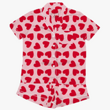 Kids Valentine's Heart Silky Satin Pajama Short Set